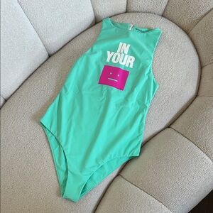 Acne Studios Mint Green One-Piece with White Print